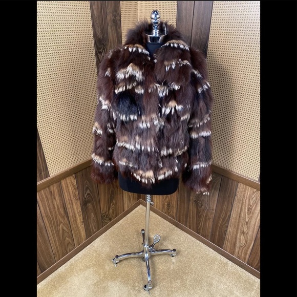 DYED MULTI-COLOR DENMARK FOX PEICES FUR JACKET - Picture 1 of 11